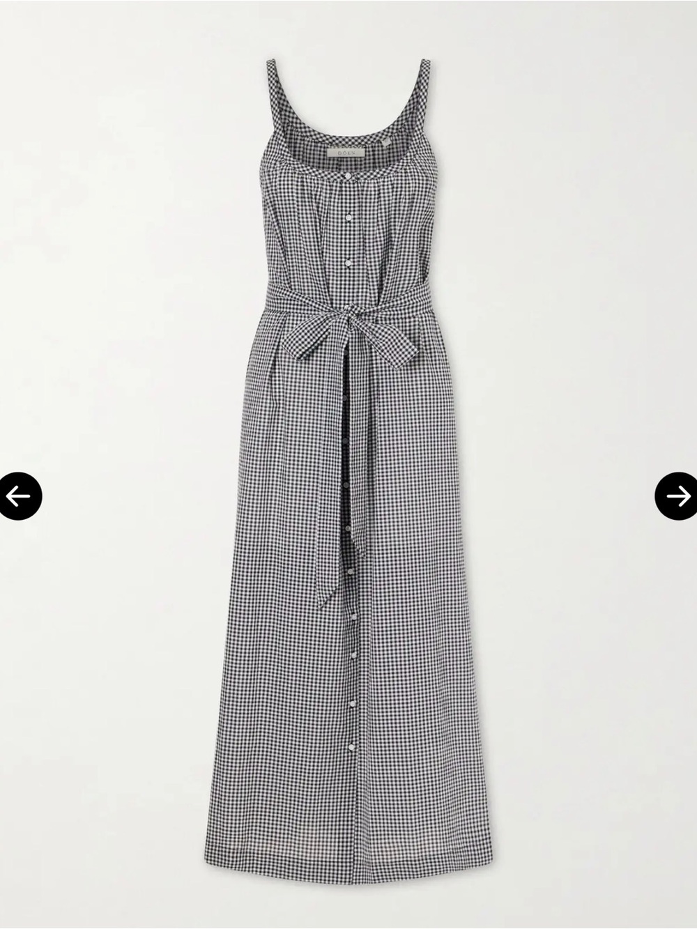 Doen Nevita belted checked organic cotton midi dress NWOT